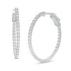 Thumbnail Image 1 of 1.00 CT. T.W. Diamond Inside-Out Hoop Earrings in 10K White Gold