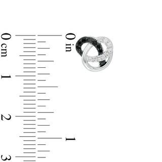 0.20 CT. T.W. Enhanced Black and White Diamond Pretzel Knot Stud Earrings in Sterling Silver