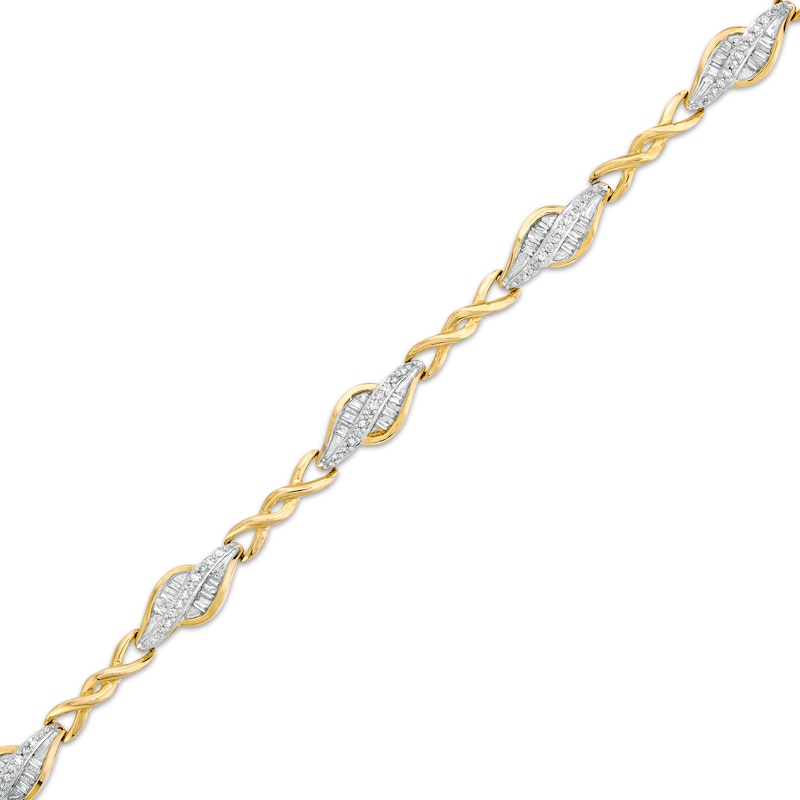 Main Image 1 of 0.50 CT. T.W. Diamond Alternating Flame Bracelet in 10K Gold - 7.25"