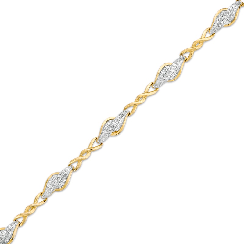 0.50 CT. T.W. Diamond Alternating Flame Bracelet in 10K Gold - 7.25"