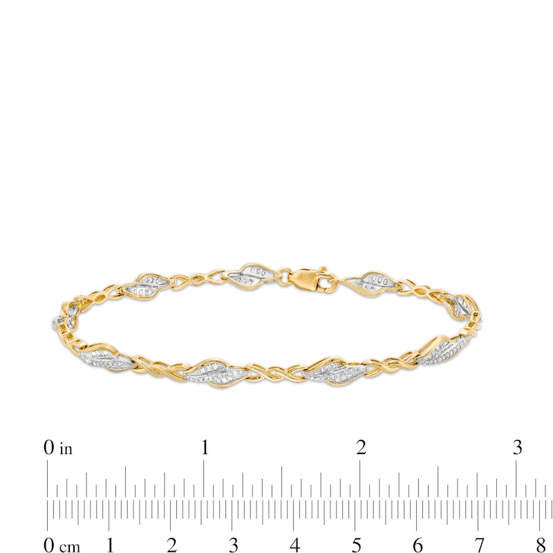 Main Image 3 of 0.50 CT. T.W. Diamond Alternating Flame Bracelet in 10K Gold - 7.25"