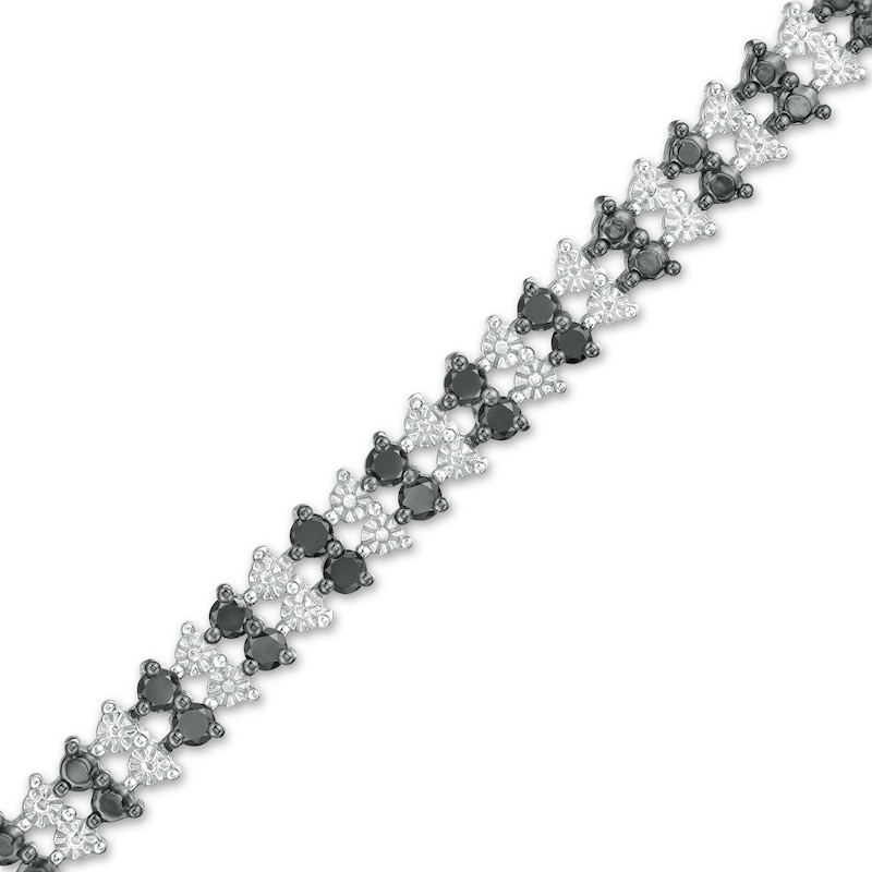 Main Image 1 of 0.50 CT. T.W. Black Diamond Two Row Tennis Bracelet in Sterling Silver and Black Rhodium - 7.25"