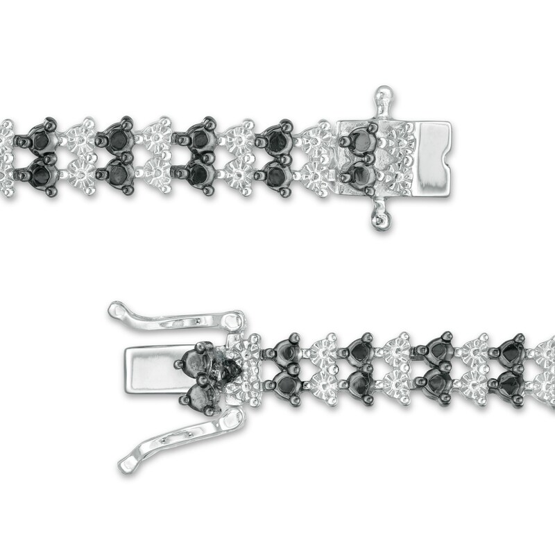 Main Image 2 of 0.50 CT. T.W. Black Diamond Two Row Tennis Bracelet in Sterling Silver and Black Rhodium - 7.25"