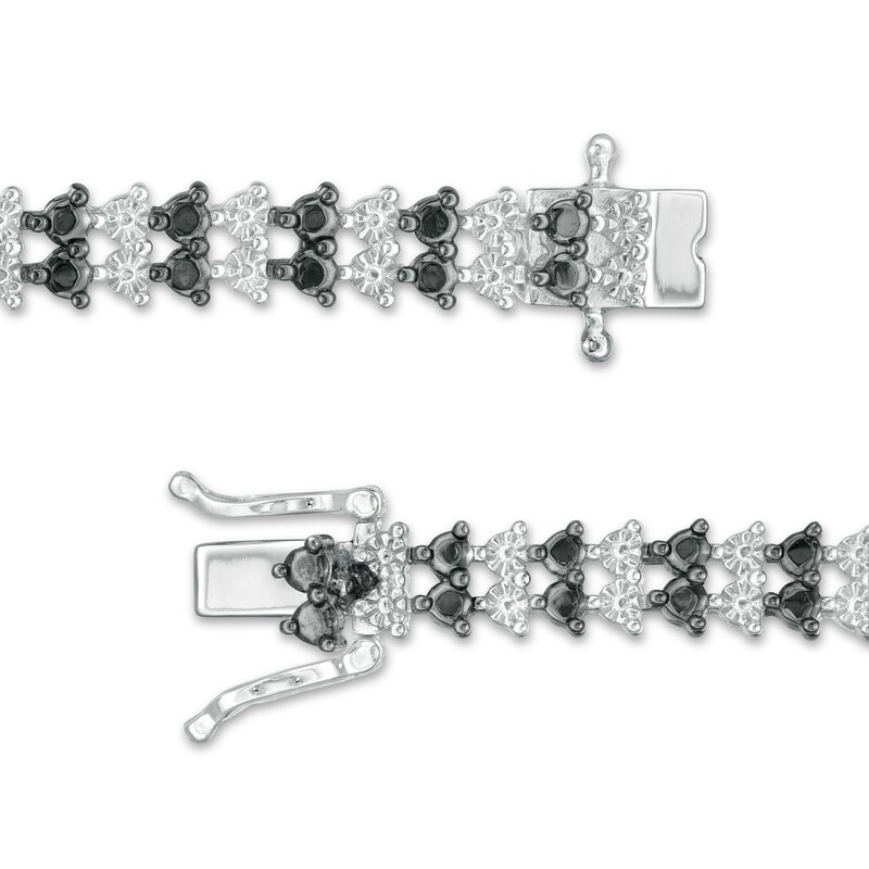 0.50 CT. T.W. Black Diamond Two Row Tennis Bracelet in Sterling Silver and Black Rhodium - 7.25"