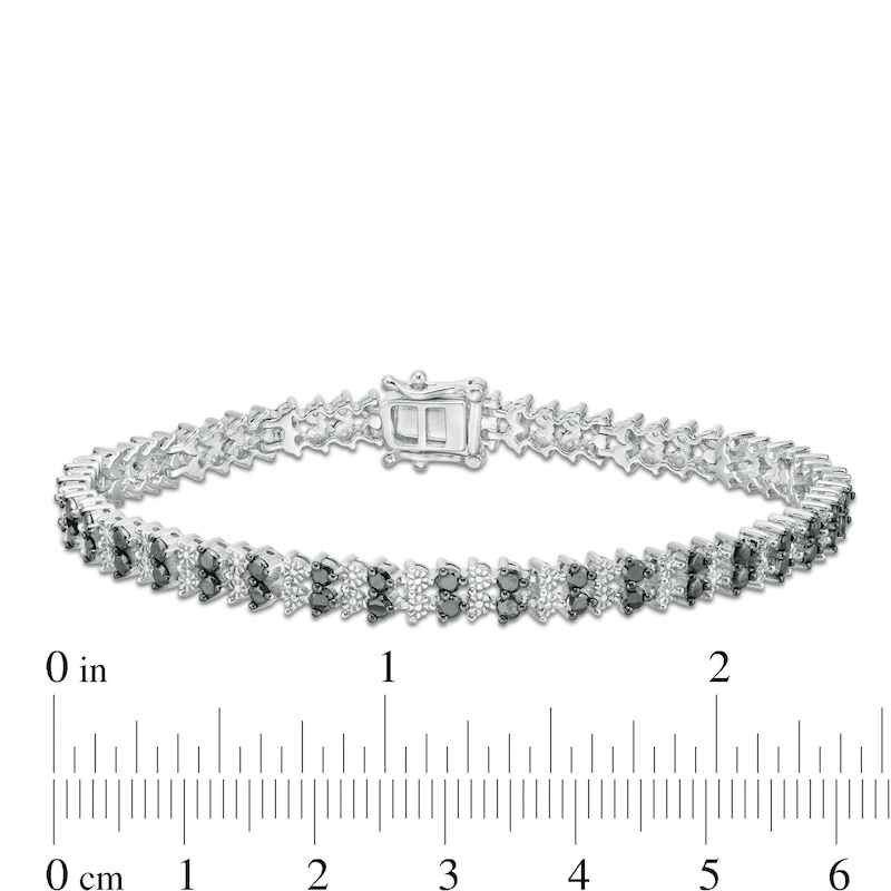 Main Image 3 of 0.50 CT. T.W. Black Diamond Two Row Tennis Bracelet in Sterling Silver and Black Rhodium - 7.25"