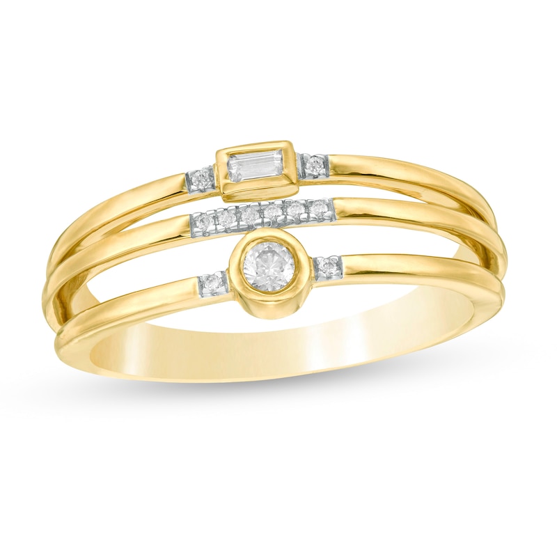 0.085 CT. T.W. Diamond Multi-Row Ring in 10K Gold|Peoples Jewellers