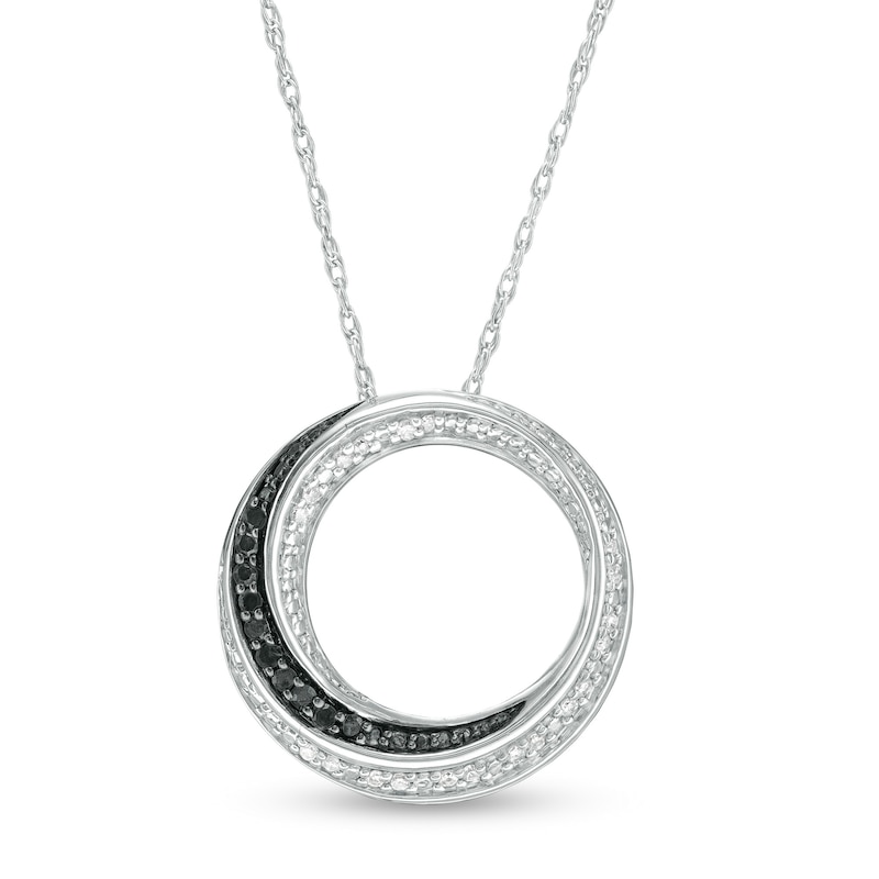 0.13 CT. T.W. Enhanced Black and White Diamond Circle Pendant in Sterling Silver|Peoples Jewellers
