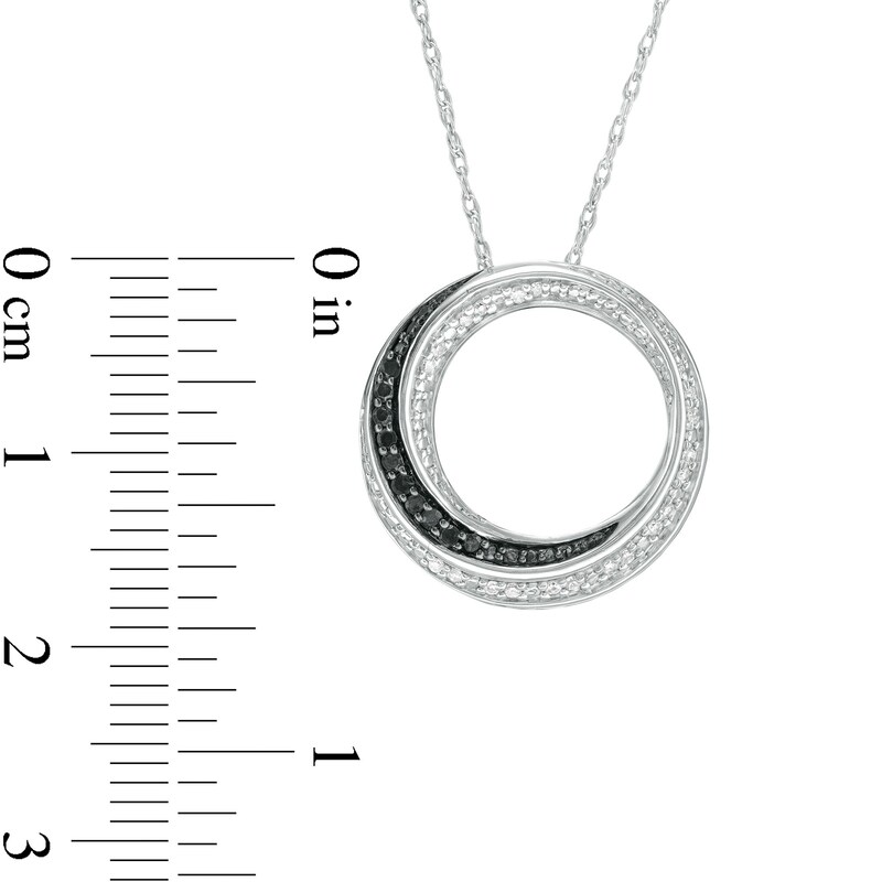 Main Image 2 of 0.13 CT. T.W. Enhanced Black and White Diamond Circle Pendant in Sterling Silver