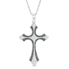 Thumbnail Image 0 of 0.16 CT. T.W. Enhanced Black and White Diamond Gothic-Style Cross Pendant in Sterling Silver