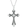 Thumbnail Image 1 of 0.16 CT. T.W. Enhanced Black and White Diamond Gothic-Style Cross Pendant in Sterling Silver