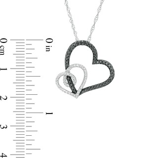 0.25 CT. T.W. Enhanced Black and White Diamond Entwined Double Heart Pendant in Sterling Silver