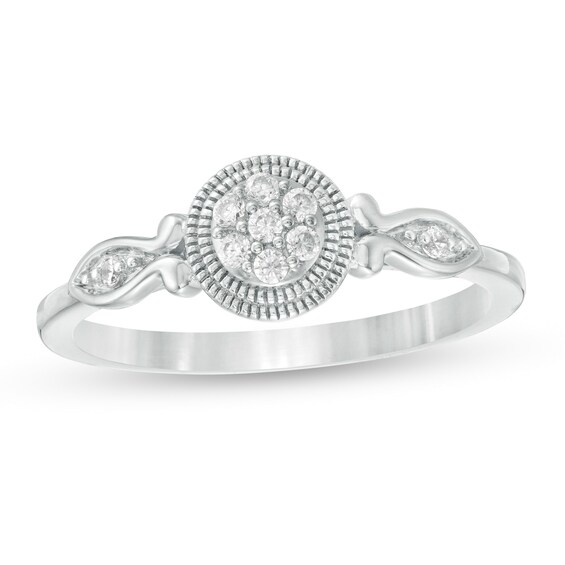 0.085 CT. T.W. Composite Diamond Frame Vintage-Style Ring in 10K Gold