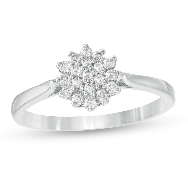 Main Image 1 of 0.146 CT. T.W. Composite Diamond Sunburst Promise Ring in 10K White Gold