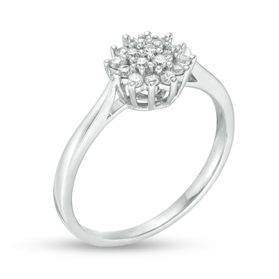 0.146 CT. T.W. Composite Diamond Sunburst Promise Ring in 10K Gold