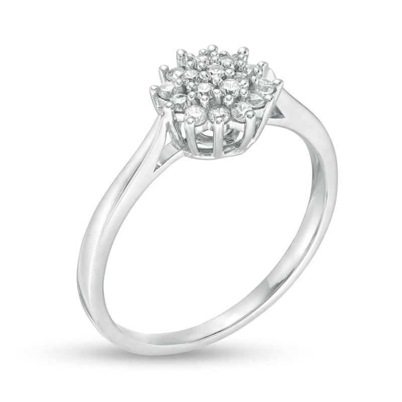 Main Image 2 of 0.146 CT. T.W. Composite Diamond Sunburst Promise Ring in 10K White Gold