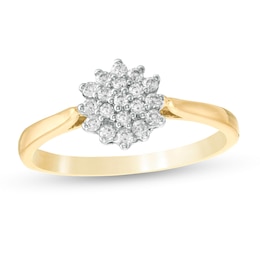 0.146 CT. T.W. Composite Diamond Sunburst Promise Ring in 10K Gold