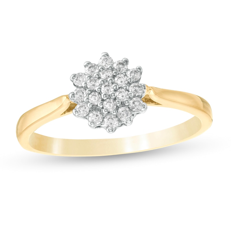 0.146 CT. T.W. Composite Diamond Sunburst Promise Ring in 10K Gold