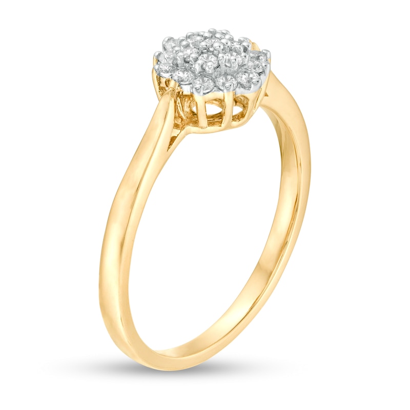 Main Image 2 of 0.146 CT. T.W. Composite Diamond Sunburst Promise Ring in 10K Gold