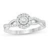 Thumbnail Image 1 of 0.065 CT. T.W. Composite Diamond Frame Twist Shank Promise Ring in Sterling Silver