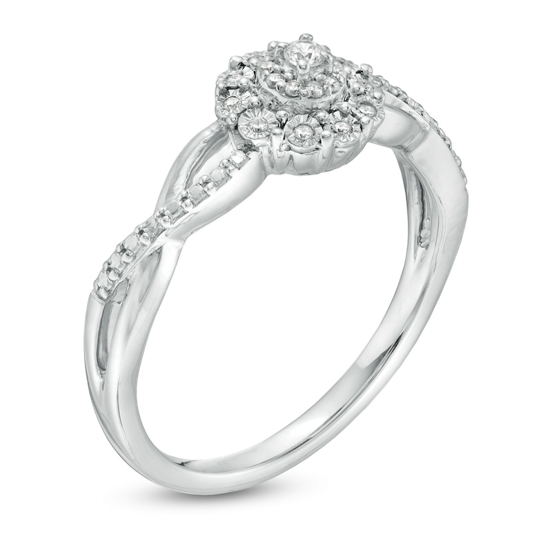 Main Image 2 of 0.065 CT. T.W. Composite Diamond Frame Twist Shank Promise Ring in Sterling Silver