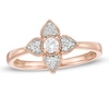 Thumbnail Image 1 of 0.18 CT. T.W. Diamond Flower Frame Vintage-Style Promise Ring in 10K Rose Gold