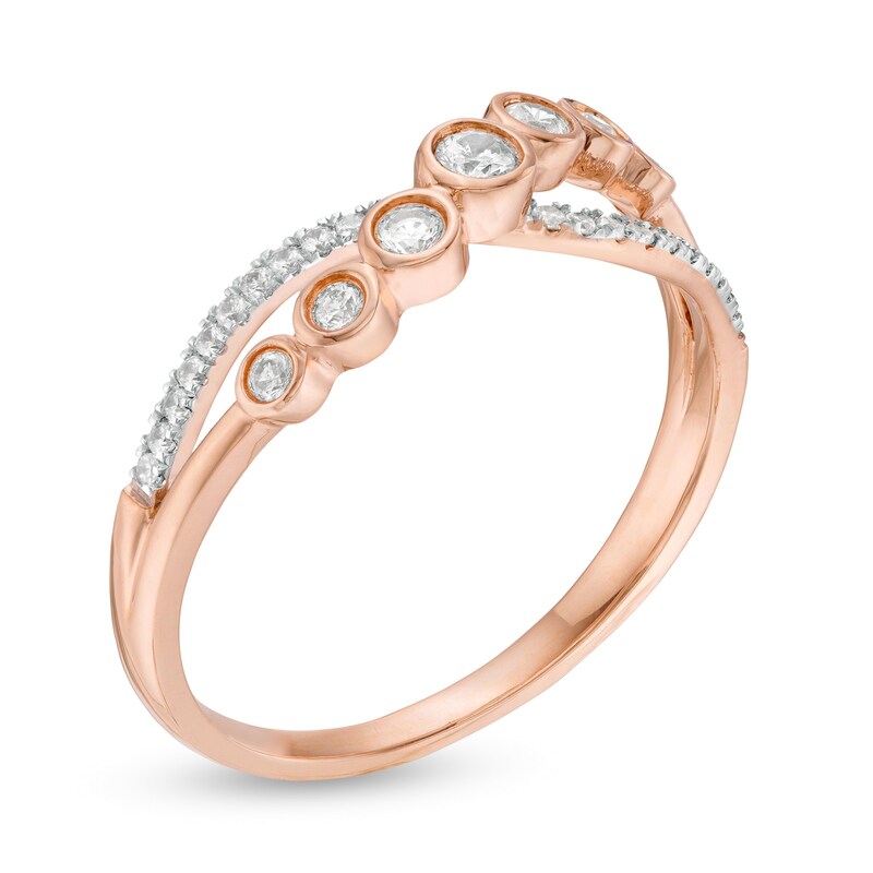 Main Image 2 of 0.23 CT. T.W. Diamond Crossover Ring in 10K Rose Gold