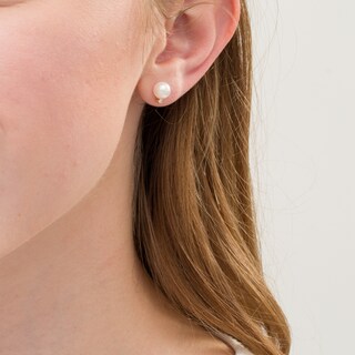 IMPERIAL® 6.5-7.0mm Akoya Cultured Pearl and 0.04 CT. T.W. Diamond Stud Earrings in 14K Gold