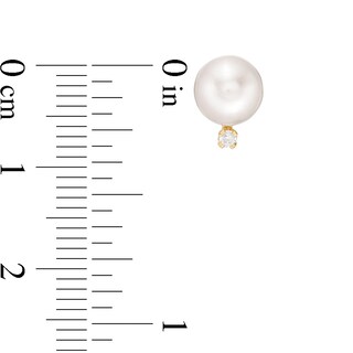 IMPERIAL® 6.5-7.0mm Akoya Cultured Pearl and 0.04 CT. T.W. Diamond Stud Earrings in 14K Gold