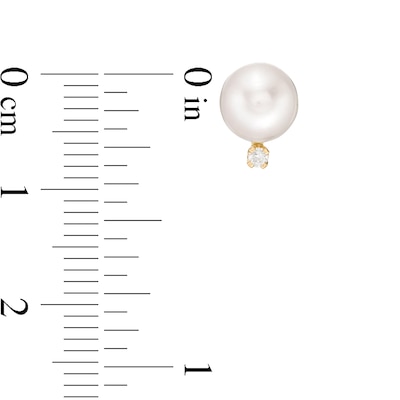IMPERIAL® 6.5-7.0mm Akoya Cultured Pearl and 0.04 CT. T.W. Diamond Stud Earrings in 14K Gold