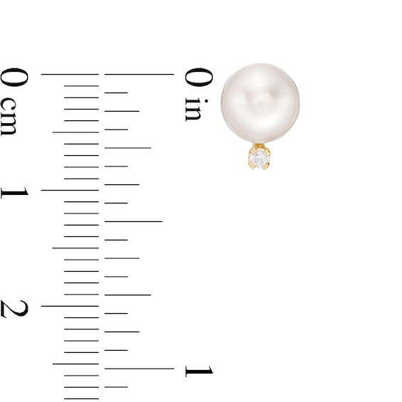 IMPERIAL® 6.5-7.0mm Akoya Cultured Pearl and 0.04 CT. T.W. Diamond Stud Earrings in 14K Gold