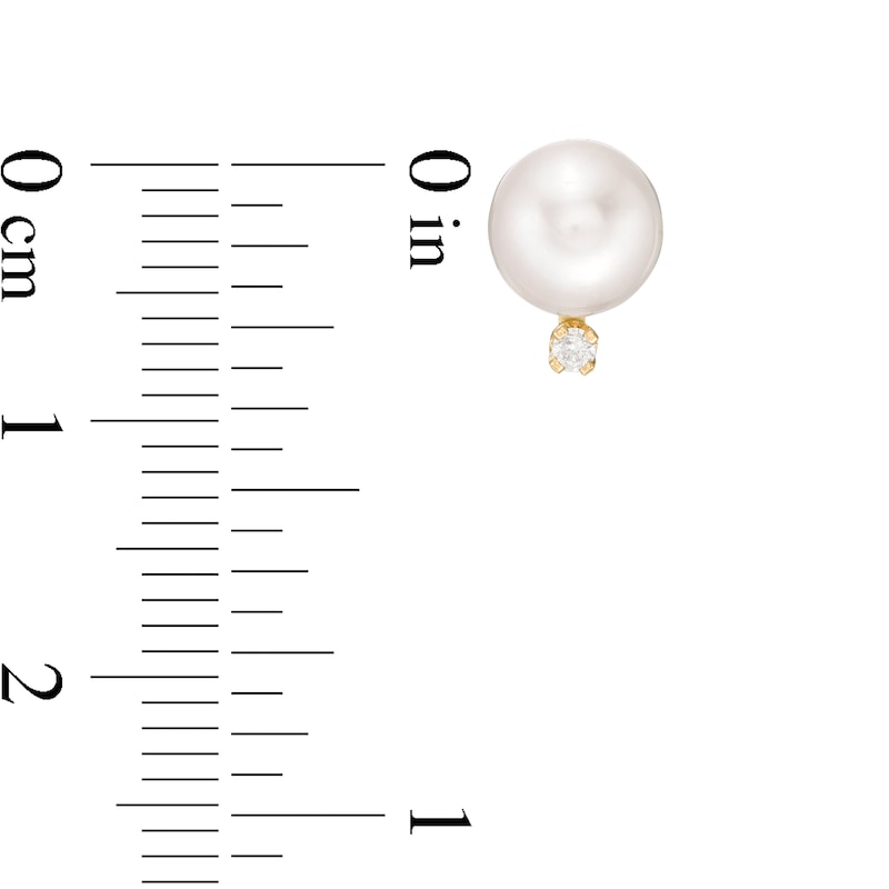 IMPERIAL® 6.5-7.0mm Akoya Cultured Pearl and 0.04 CT. T.W. Diamond Stud Earrings in 14K Gold