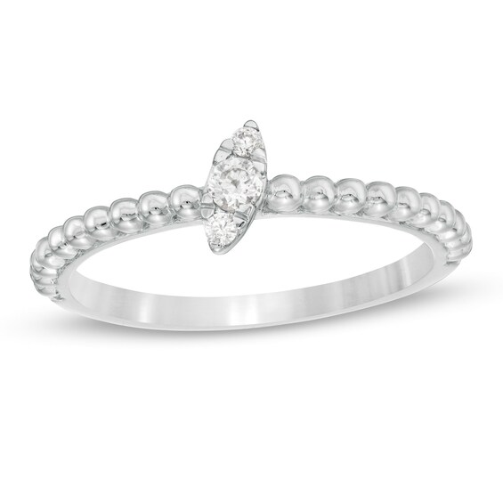 0.085 CT. T.W. Composite Diamond Marquise Beaded Shank Ring in 10K Gold