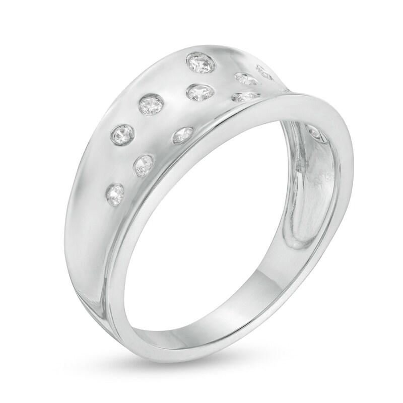 Main Image 2 of 0.145 CT. T.W. Diamond Scatter Concave Ring in 10K White Gold