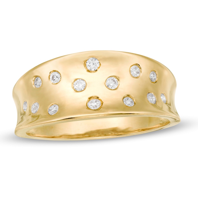 Main Image 1 of 0.145 CT. T.W. Diamond Scatter Concave Ring in 10K Gold