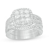 Thumbnail Image 1 of 1.00 CT. T.W. Composite Diamond Cushion Frame Three Piece Bridal Set in 10K Gold