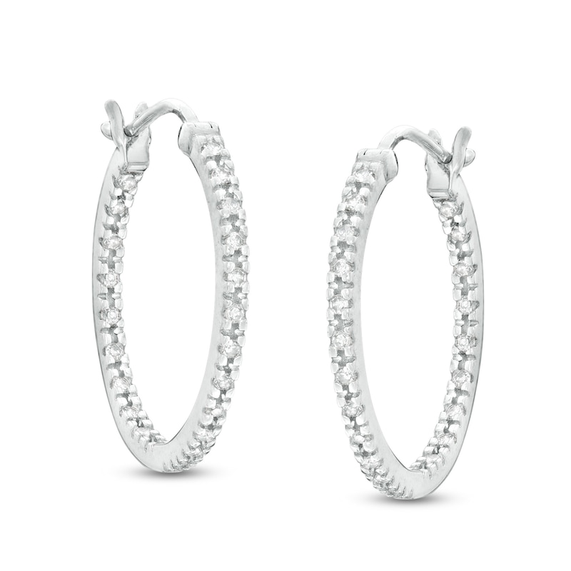 0.25 CT. T.W. Diamond Inside-Out Hoop Earrings in Sterling Silver|Peoples Jewellers