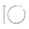Thumbnail Image 1 of 0.26 CT. T.W. Diamond Beaded Hoop Earrings in Sterling Silver