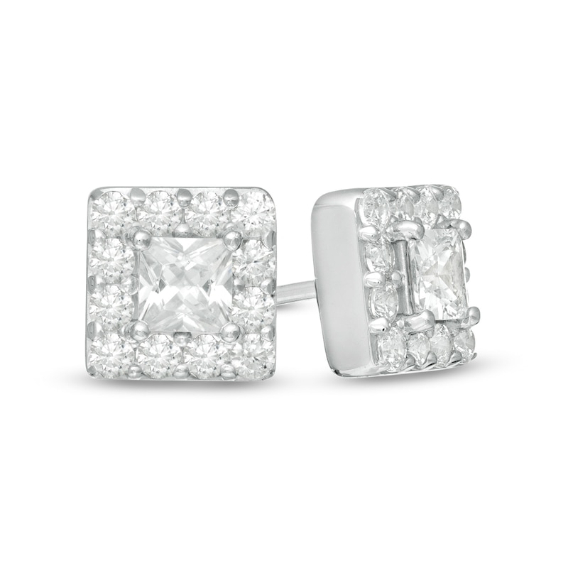 Vera Wang Men 0.95 CT. T.W. Square-Cut Diamond Frame Stud Earrings in 10K White Gold|Peoples Jewellers