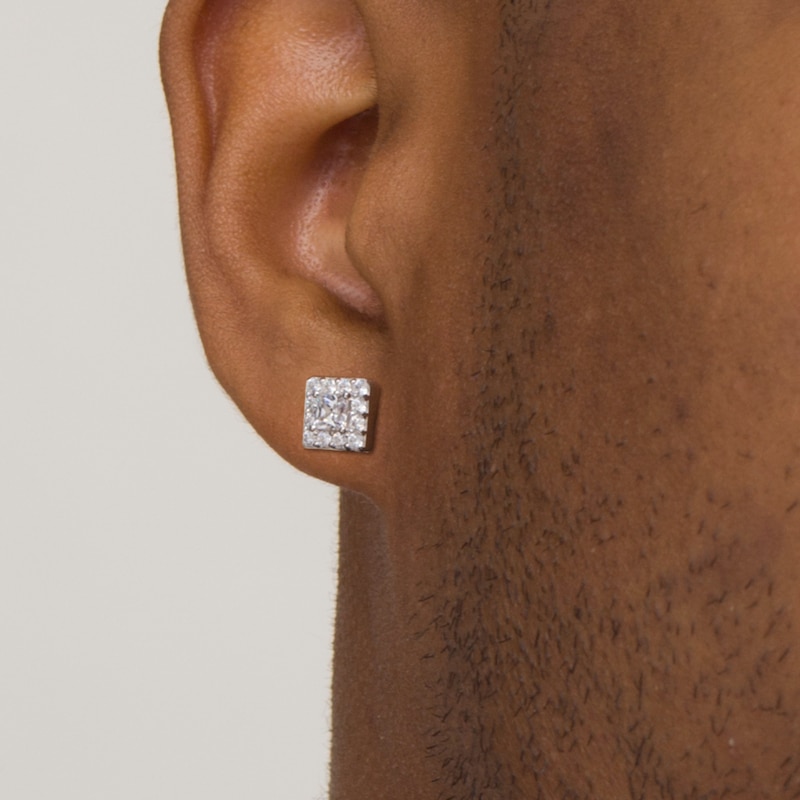 Main Image 2 of Vera Wang Men 0.95 CT. T.W. Square-Cut Diamond Frame Stud Earrings in 10K White Gold