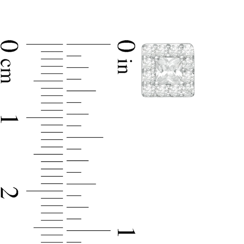 Main Image 3 of Vera Wang Men 0.95 CT. T.W. Square-Cut Diamond Frame Stud Earrings in 10K White Gold