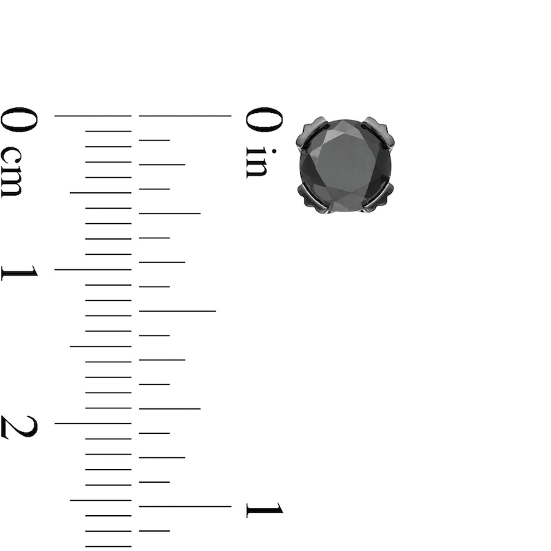 Main Image 3 of Vera Wang Men 1.95 CT. T.W. Black Diamond Solitaire Stud Earrings in Sterling Silver with Black Ruthenium
