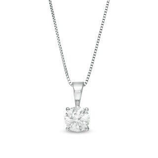0.58 CT. Certified Canadian Diamond Solitaire Pendant in 10K White Gold (I/I3)