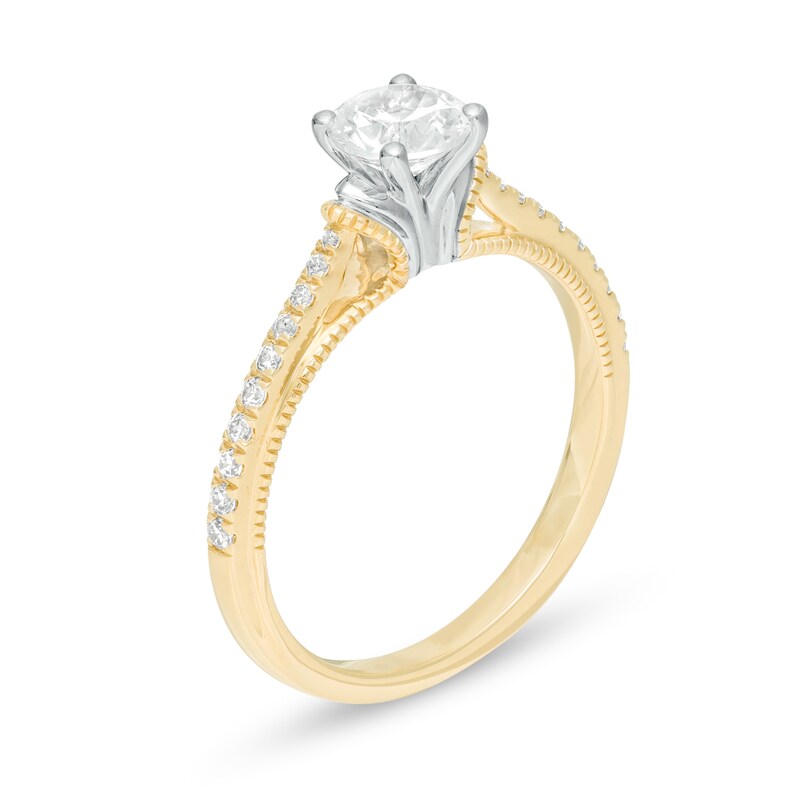 0.80 CT. T.W. Certified Canadian Diamond Vintage-Style Engagement Ring 14K Two-Tone Gold (I/I2)