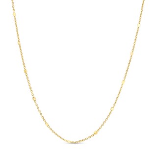 Made in Italy 025 Gauge Rolo Chain Cube Station Necklace in 14K Gold - 18"