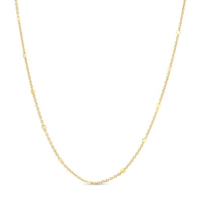 Made in Italy 025 Gauge Rolo Chain Cube Station Necklace in 14K Gold - 18"