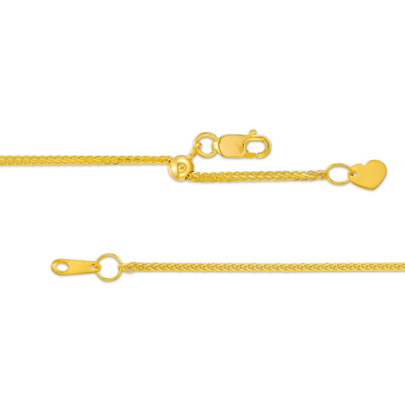 Main Image 3 of Adjustable 1.1mm Diamond-Cut Wheat Chain Necklace in Solid 14K Gold - 22"
