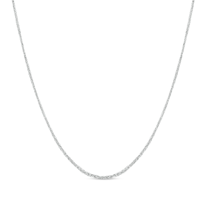 0.9mm Adjustable Diamond-Cut Wheat Chain Necklace in Solid 14K White Gold - 22"