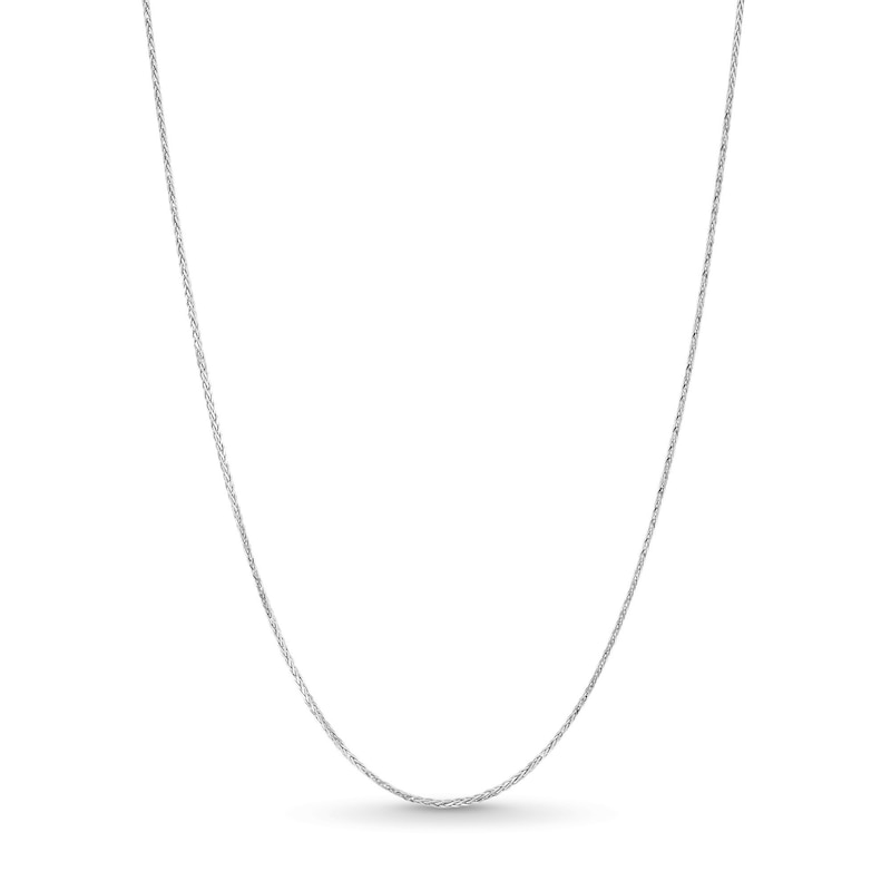 Main Image 1 of 0.85mm Diamond-Cut Wheat Chain Necklace in Solid 10K White Gold - 18"