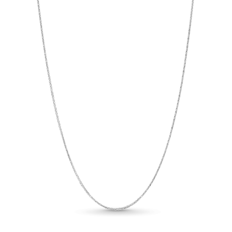 Main Image 1 of 0.85mm Diamond-Cut Wheat Chain Necklace in Solid 10K White Gold - 20"