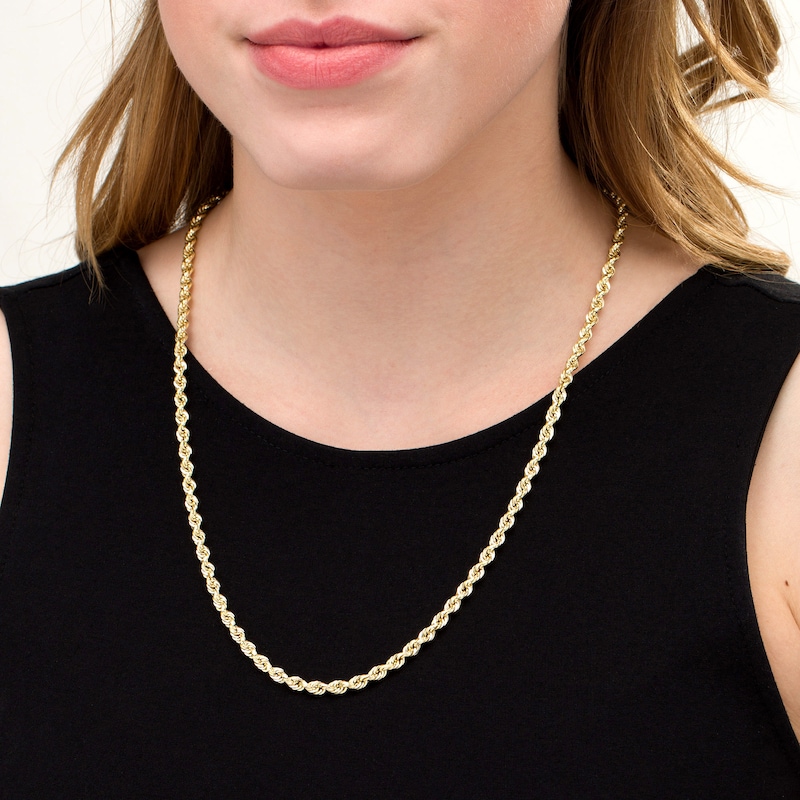 Main Image 2 of 035 Gauge Glitter Rope Chain Necklace in Hollow 14K Gold - 24"